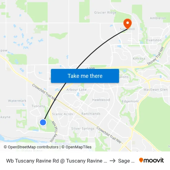 Wb Tuscany Ravine Rd @ Tuscany Ravine Tc NW to Sage Hill map