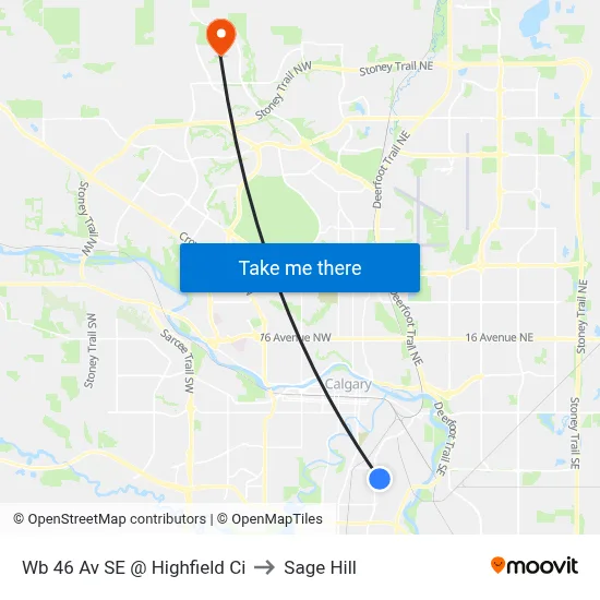 Wb 46 Av SE @ Highfield Ci to Sage Hill map
