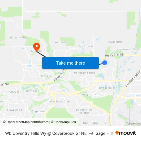 Wb Coventry Hills Wy @ Coverbrook Gr NE to Sage Hill map