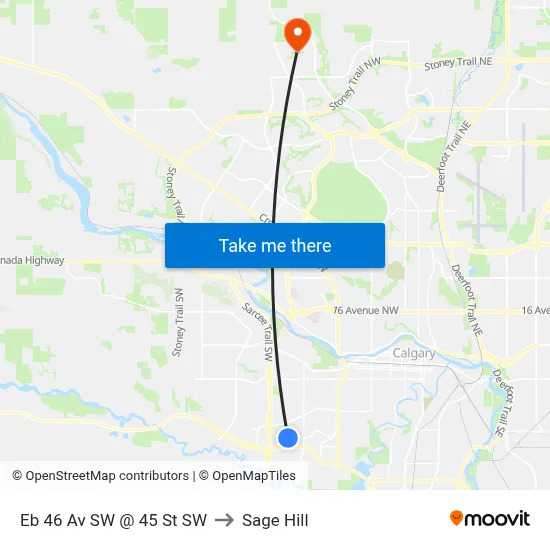 Eb 46 Av SW @ 45 St SW to Sage Hill map