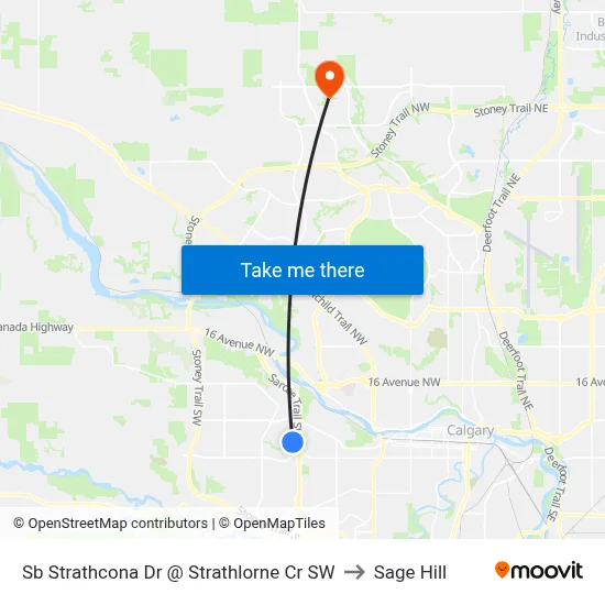 Sb Strathcona Dr @ Strathlorne Cr SW to Sage Hill map