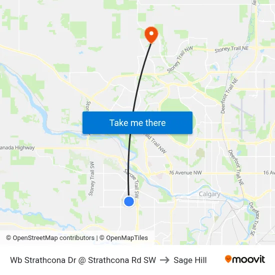 Wb Strathcona Dr @ Strathcona Rd SW to Sage Hill map