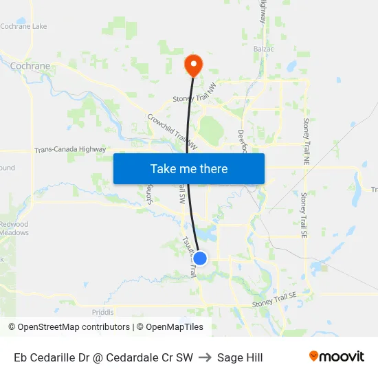 Eb Cedarille Dr @ Cedardale Cr SW to Sage Hill map