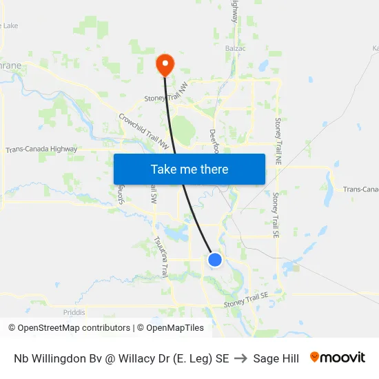 Nb Willingdon Bv @ Willacy Dr (E. Leg) SE to Sage Hill map
