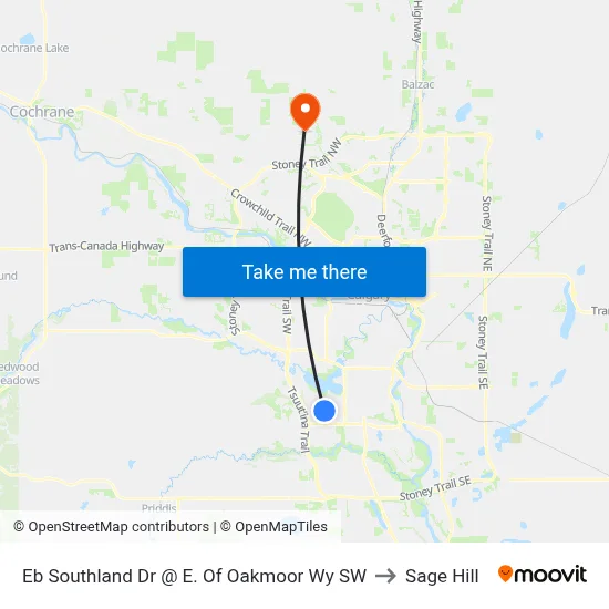 Eb Southland Dr @  E. Of Oakmoor Wy SW to Sage Hill map