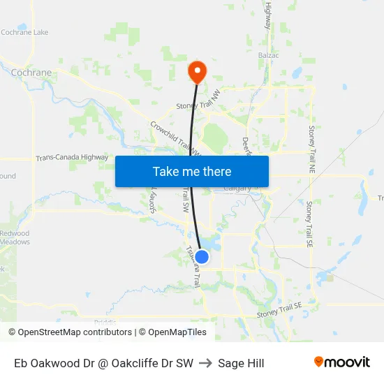 Eb Oakwood Dr @ Oakcliffe Dr SW to Sage Hill map