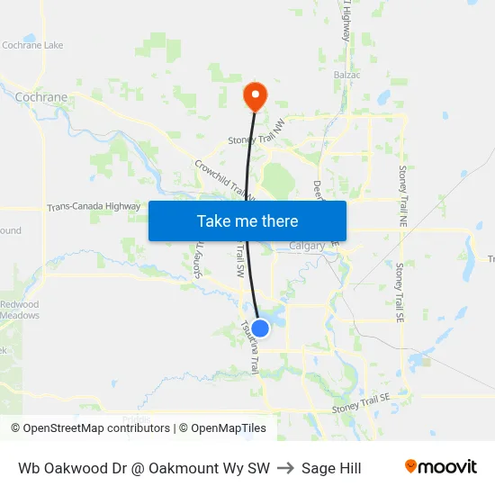 Wb Oakwood Dr @ Oakmount Wy SW to Sage Hill map