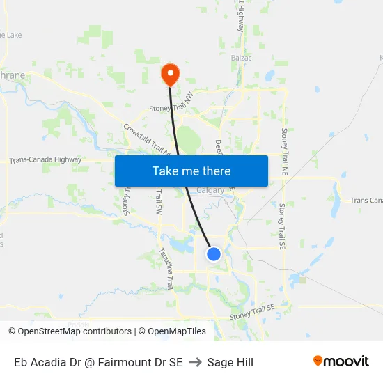 Eb Acadia Dr @ Fairmount Dr SE to Sage Hill map