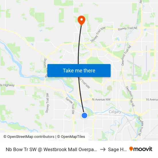 Nb Bow Tr SW @ Westbrook Mall Overpass to Sage Hill map
