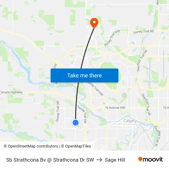 Sb Strathcona Bv @ Strathcona Dr SW to Sage Hill map