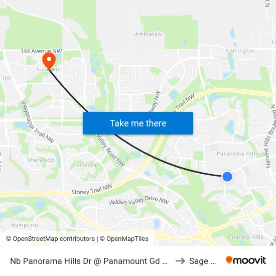 Nb Panorama Hills Dr @ Panamount Gd NW to Sage Hill map
