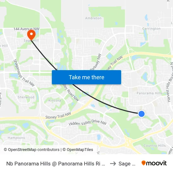 Nb Panorama Hills @ Panorama Hills Ri NW to Sage Hill map