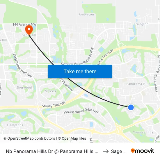 Nb Panorama Hills Dr @ Panorama Hills Me NW to Sage Hill map