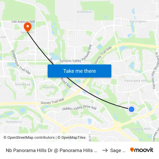 Nb Panorama Hills Dr @ Panorama Hills Ga NW to Sage Hill map