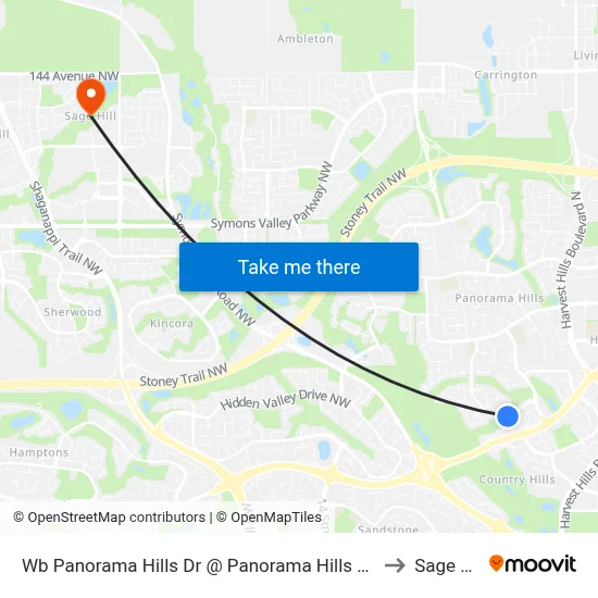 Wb Panorama Hills Dr @ Panorama Hills Gr NW to Sage Hill map