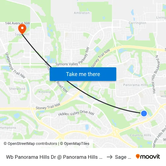 Wb Panorama Hills Dr @ Panorama Hills Bv SW to Sage Hill map