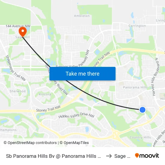Sb Panorama Hills Bv @ Panorama Hills Mr NW to Sage Hill map