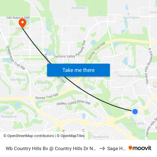 Wb Country Hills Bv @ Country Hills Dr NW to Sage Hill map