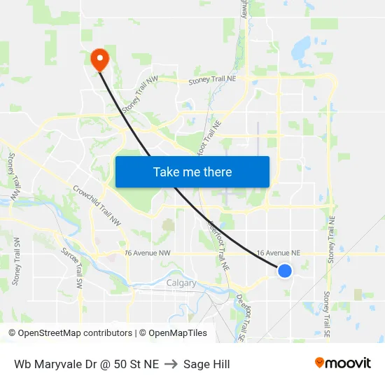 Wb Maryvale Dr @ 50 St NE to Sage Hill map