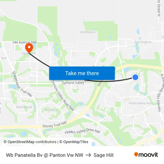Wb Panatella Bv @ Panton Vw NW to Sage Hill map