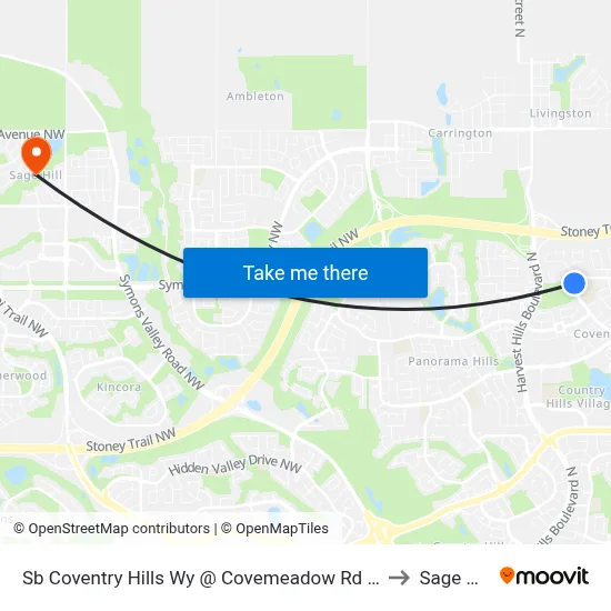 Sb Coventry Hills Wy @ Covemeadow Rd NE to Sage Hill map