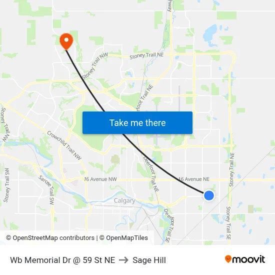 Wb Memorial Dr @ 59 St NE to Sage Hill map