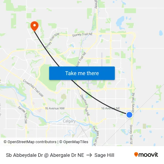 Sb Abbeydale Dr @ Abergale Dr NE to Sage Hill map