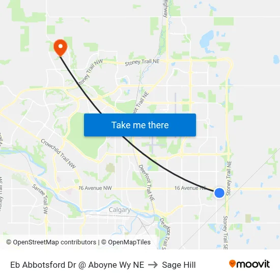 Eb Abbotsford Dr @ Aboyne Wy NE to Sage Hill map