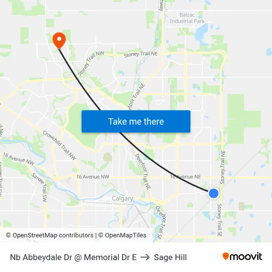 Nb Abbeydale Dr @ Memorial Dr E to Sage Hill map