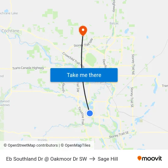 Eb Southland Dr @ Oakmoor Dr SW to Sage Hill map