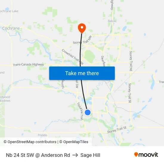 Nb 24 St SW @ Anderson Rd to Sage Hill map