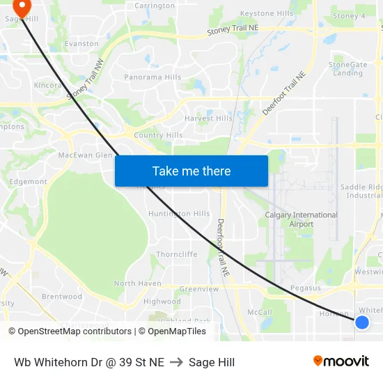 Wb Whitehorn Dr @ 39 St NE to Sage Hill map