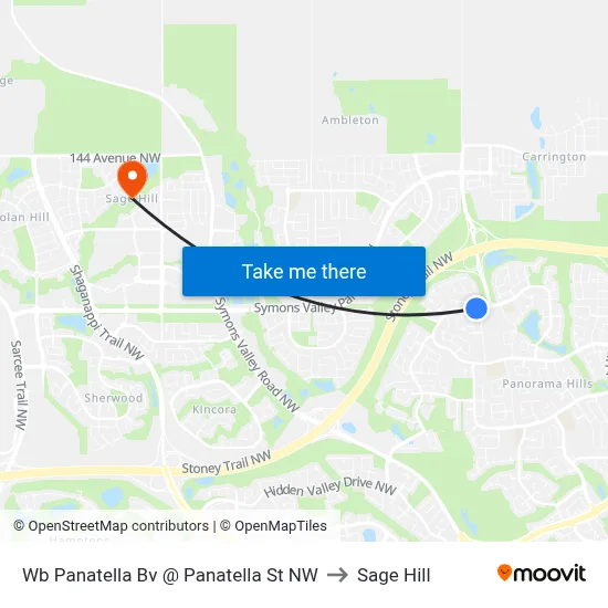 Wb Panatella Bv @ Panatella St NW to Sage Hill map