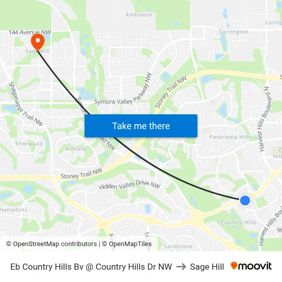 Eb Country Hills Bv @ Country Hills Dr NW to Sage Hill map
