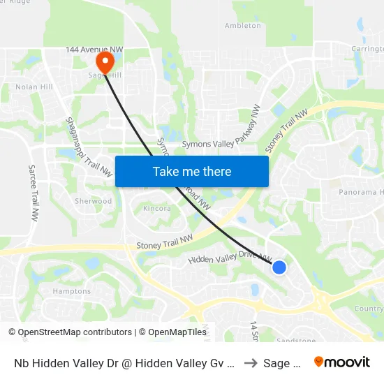 Nb Hidden Valley Dr @ Hidden Valley Gv NW to Sage Hill map
