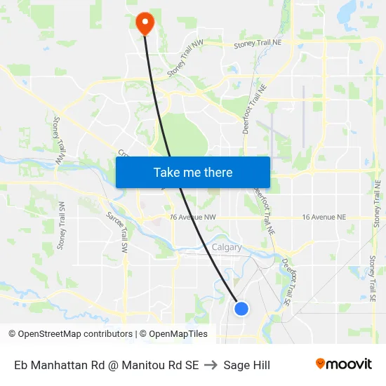 Eb Manhattan Rd @ Manitou Rd SE to Sage Hill map