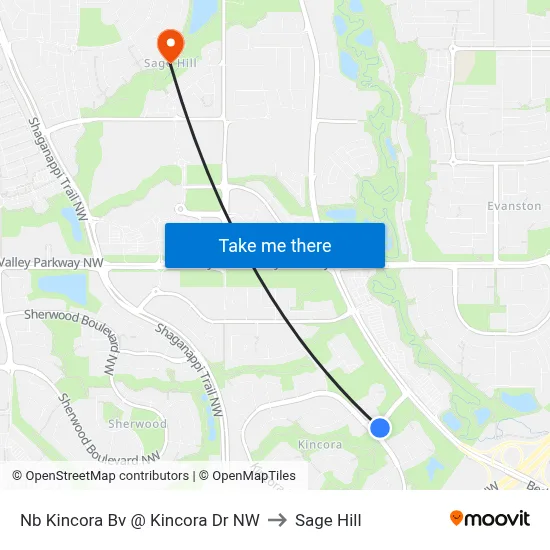 Nb Kincora Bv @ Kincora Dr NW to Sage Hill map