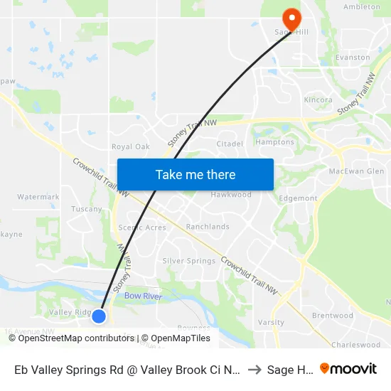 Eb Valley Springs Rd @ Valley Brook Ci NW to Sage Hill map