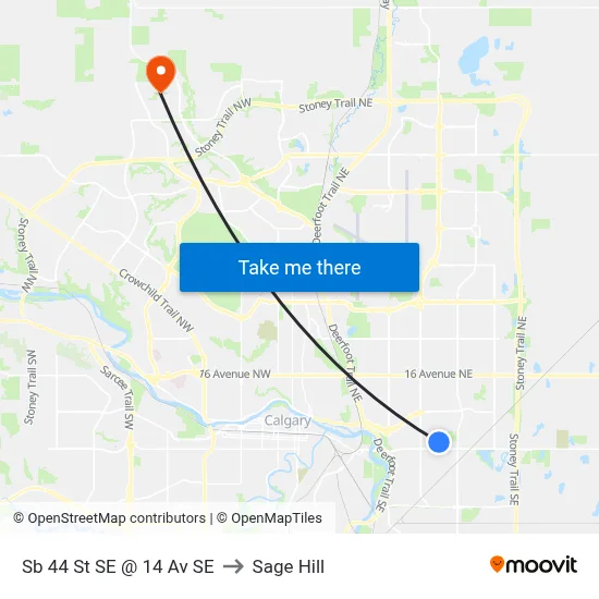 Sb 44 St SE @ 14 Av SE to Sage Hill map