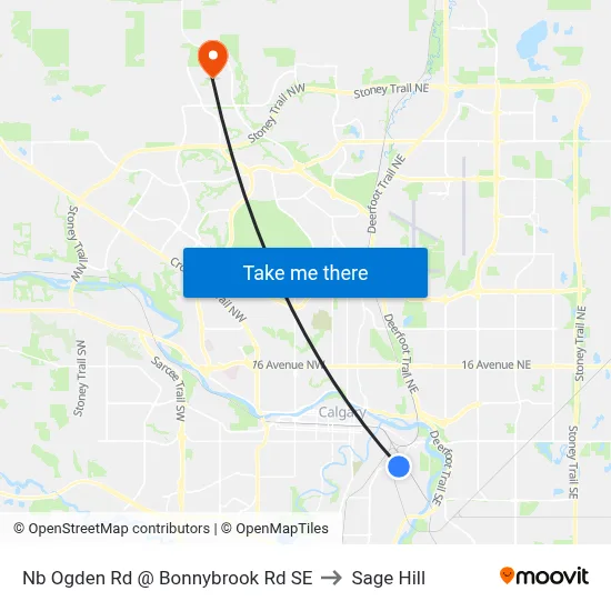 Nb Ogden Rd @ Bonnybrook Rd SE to Sage Hill map
