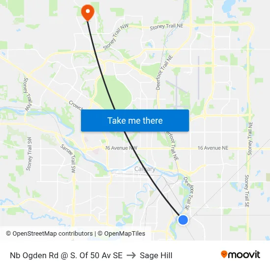 Nb Ogden Rd @ S. Of 50 Av SE to Sage Hill map