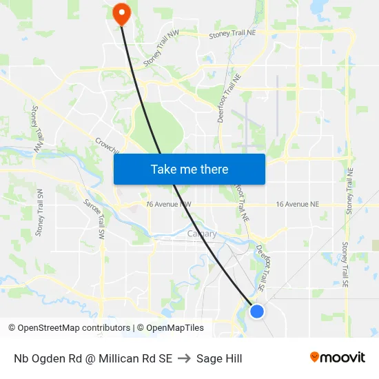 Nb Ogden Rd @ Millican Rd SE to Sage Hill map