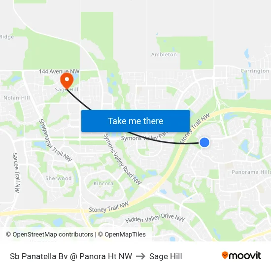Sb Panatella Bv @ Panora Ht NW to Sage Hill map