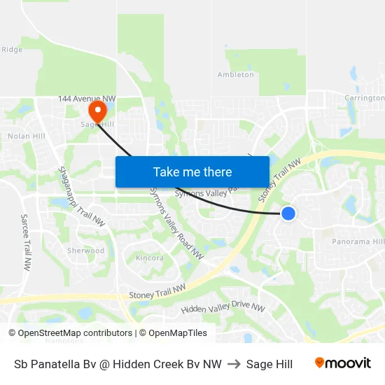 Sb Panatella Bv @ Hidden Creek Bv NW to Sage Hill map