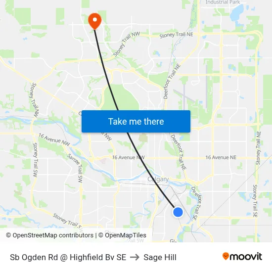Sb Ogden Rd @ Highfield Bv SE to Sage Hill map