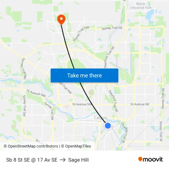 Sb 8 St SE @ 17 Av SE to Sage Hill map