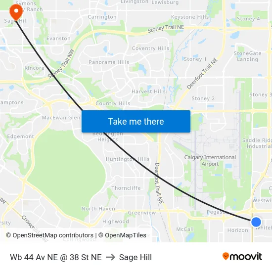 Wb 44 Av NE @ 38 St NE to Sage Hill map