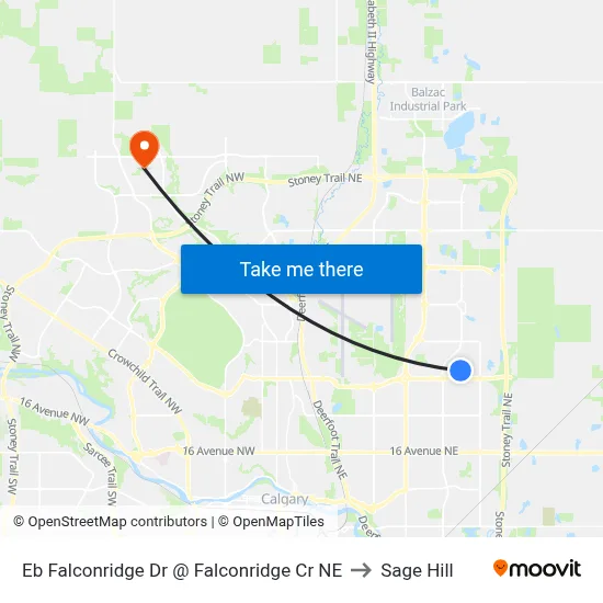Eb Falconridge Dr @ Falconridge Cr NE to Sage Hill map