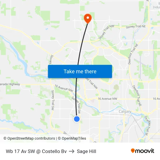 Wb 17 Av SW @ Costello Bv to Sage Hill map