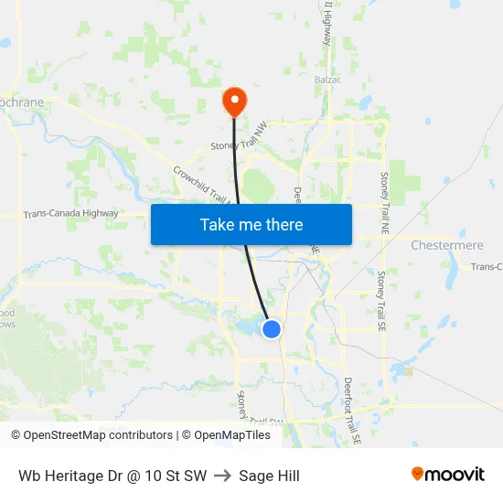 Wb Heritage Dr @ 10 St SW to Sage Hill map